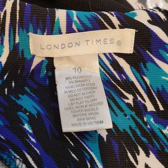 LONDON TIME TWO TONE MULTICOLOR SLEEVELESS ROUNDNECK LINE DRESS - Picture 13 of 13